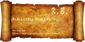 Kubiczky Boglár névjegykártya